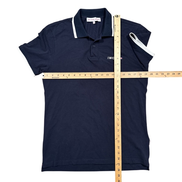 Orlebar Brown IWC Watches Navy Blue White Striped Pique Polo Shirt Mens Medium - Picture 9 of 9